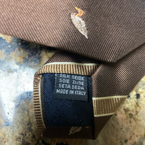 Vintage Brown DUCK Motif Striped BARETTA Silk Men’s Neck Tie Italy NWT - Picture 6 of 7